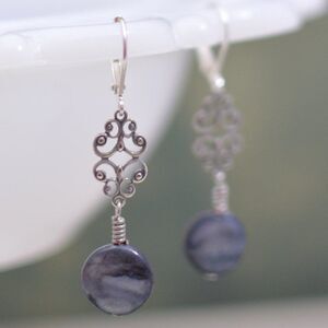 Mother of Pearl and Silver Filigree Earrings